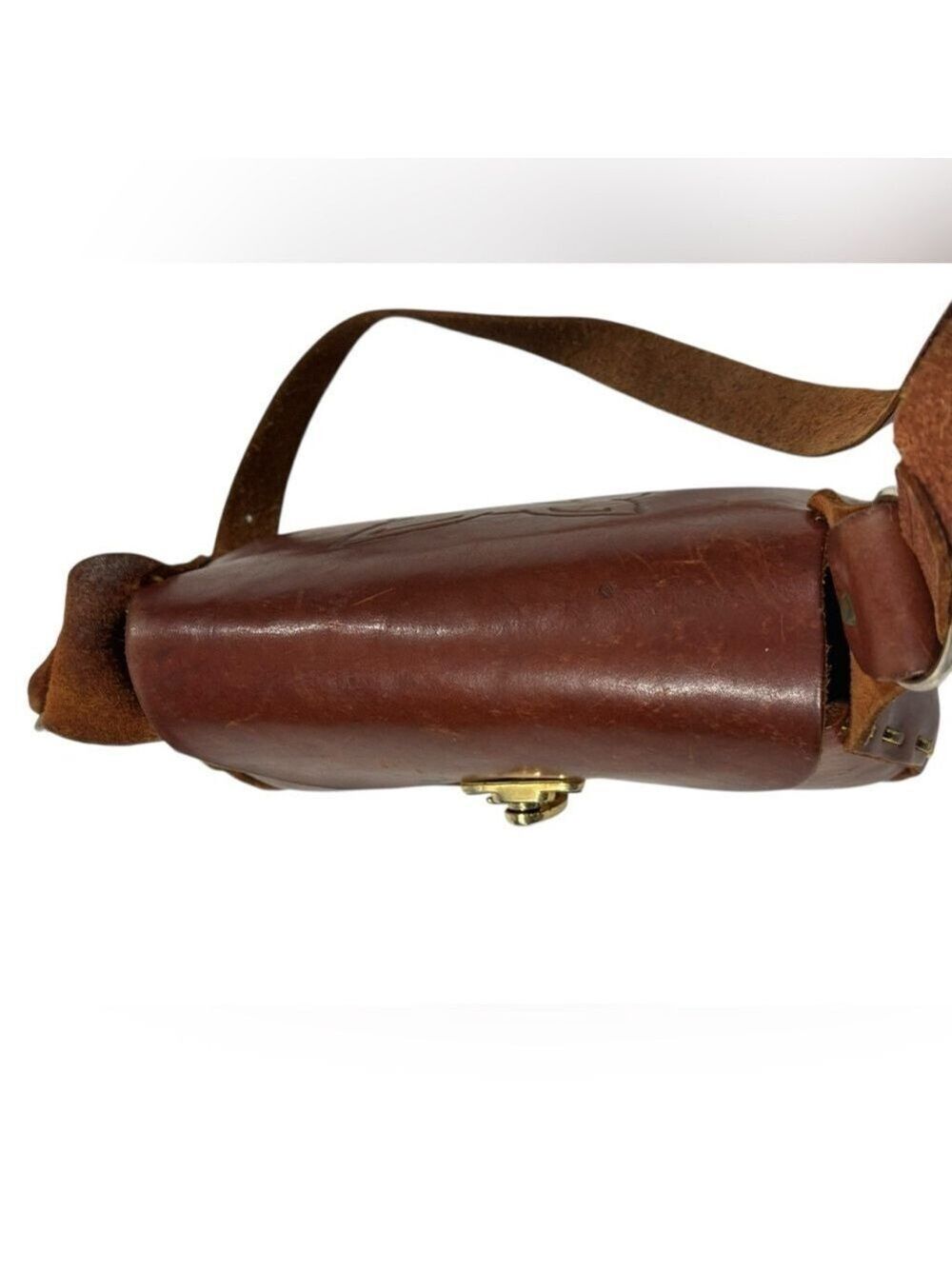 Vintage Handmade Leather Fox Embossed Saddle Bag Boho Rustic Crossbody - Picture 6 of 14